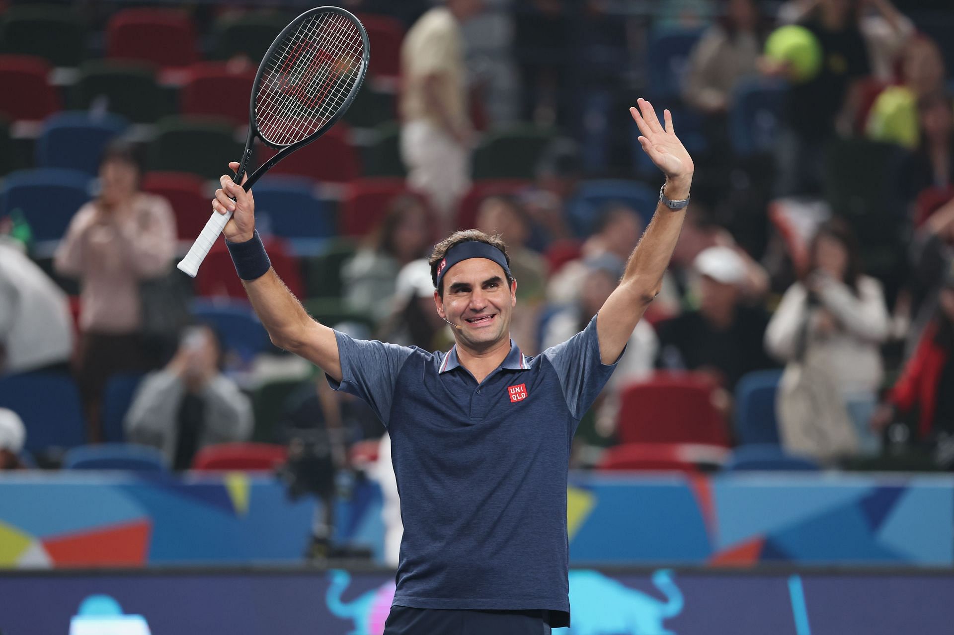 Roger Federer during an exhibition event at the 2024 Shanghai Masters (Source: Getty)